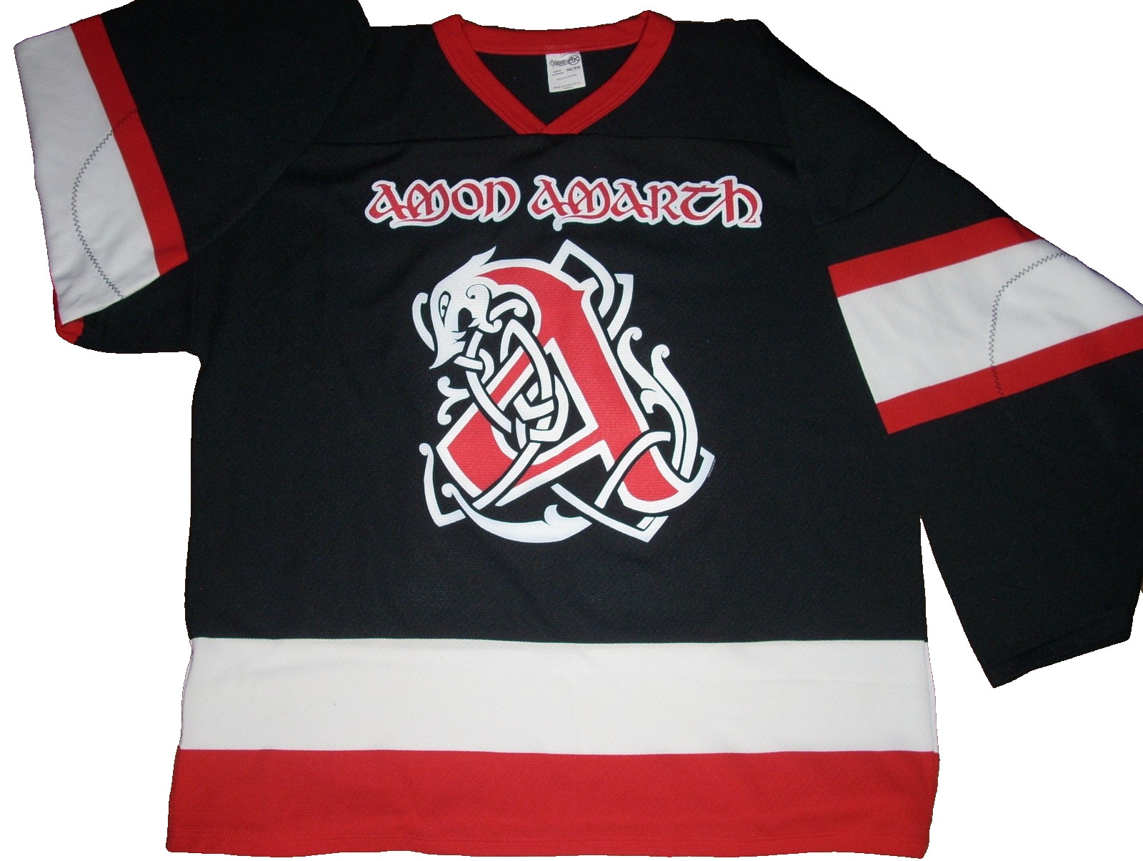 Amon Amarth Viking 11 - X-LARGE Band Logo Hockey Jersey - Canada Red White Black gallery