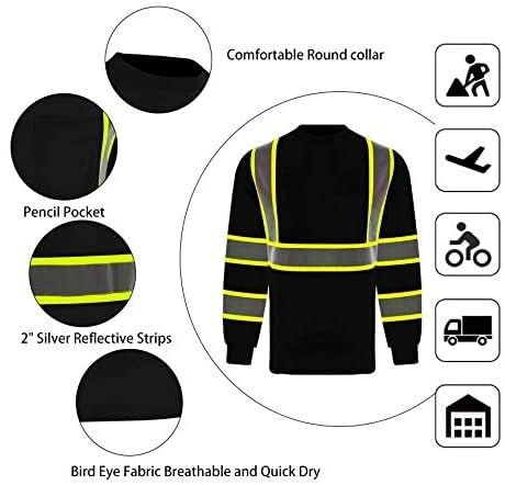 Hi Vis Class 3 T Shirt Reflective Safety Black Long Sleeve HIGH Visibility 39... gallery