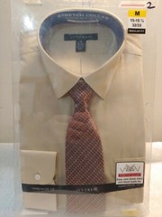 Beige Ivy Crew Men Dress Shirt with tie. Sz M 15-15 1/2 32/33 new – original pkg