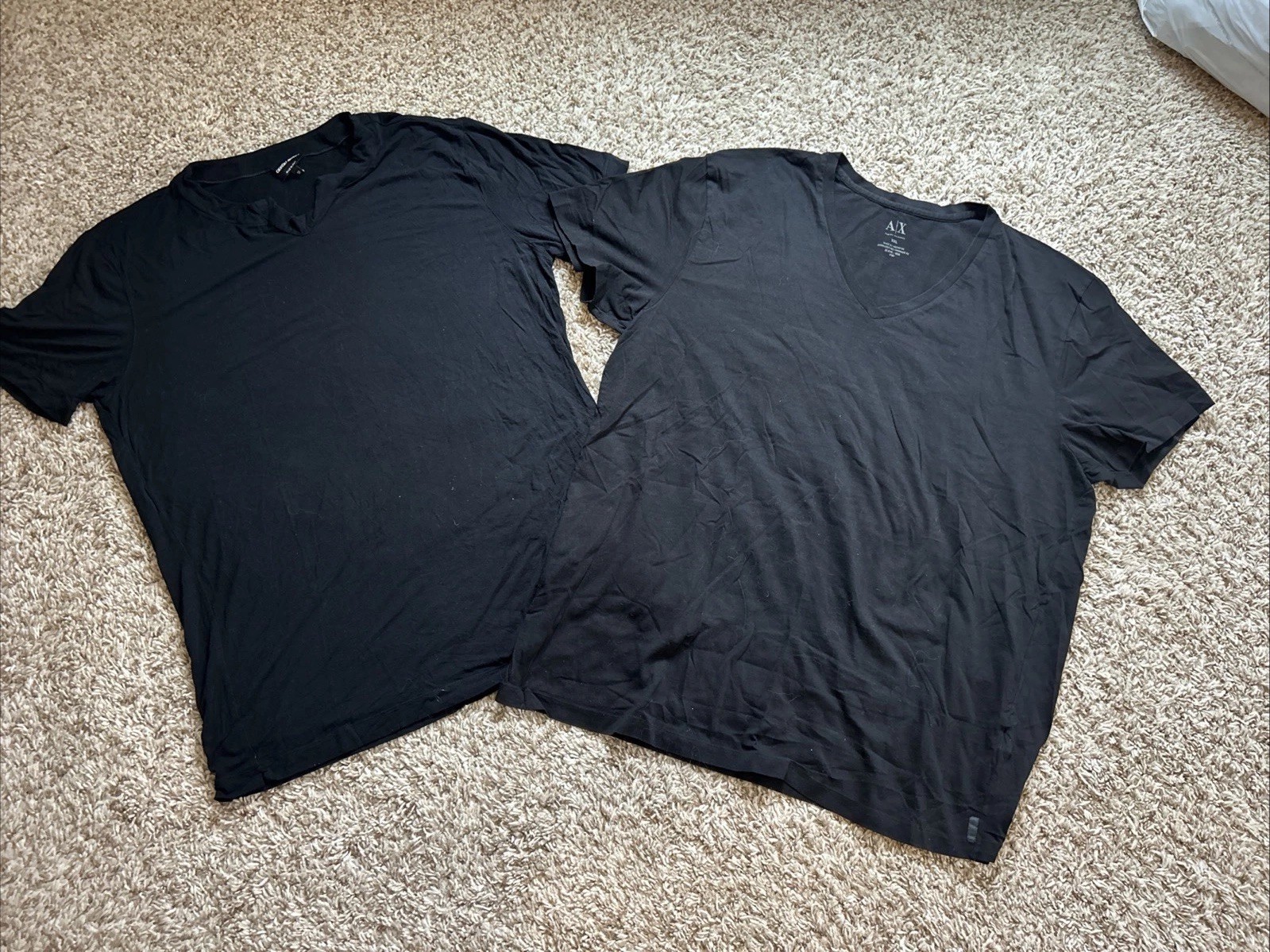Lot Of 2 Mens Armani Giorgio & Exchange XXL & 58 Black Short Sleeve Tshirts