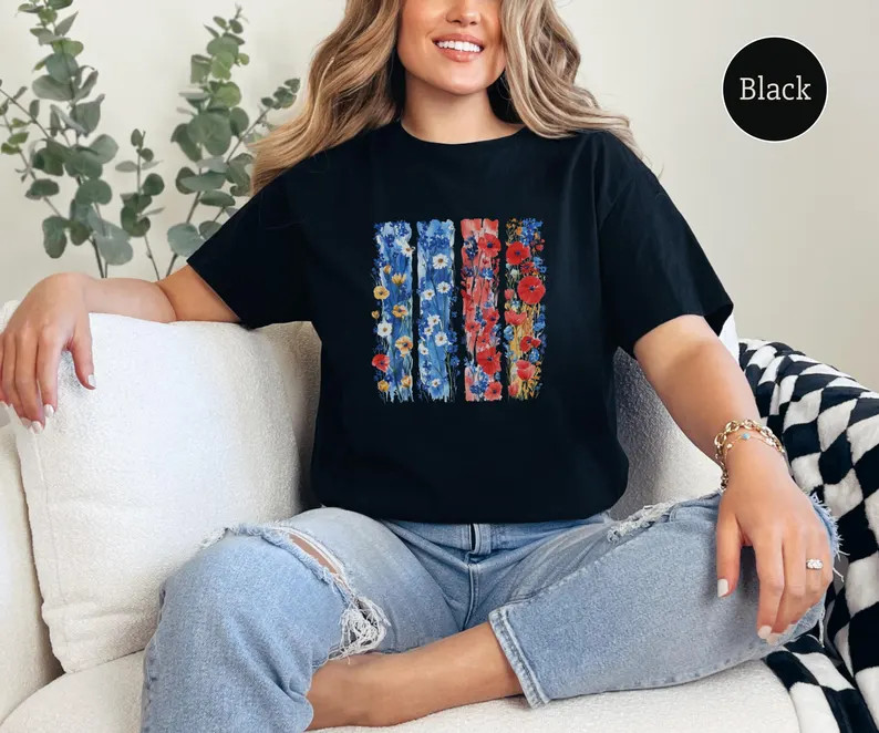 Watercolor Flower Comfort Tee Aesthetic Floral Design Soft Casual Shirt Gift gallery