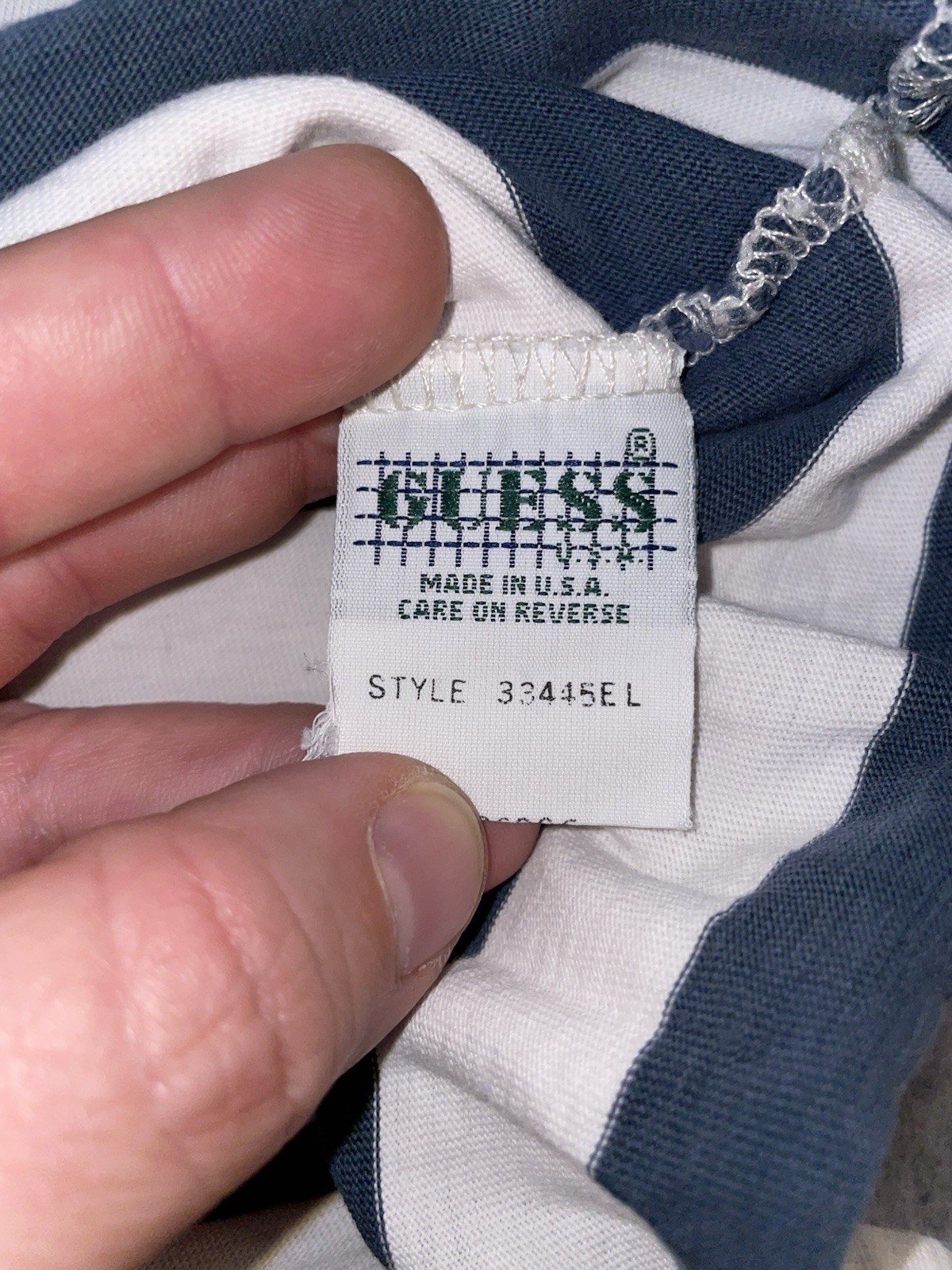 Vintage 90s Guess Jeans Usa Striped Shirt Mens XXL White Blue Shorts Sleeve gallery