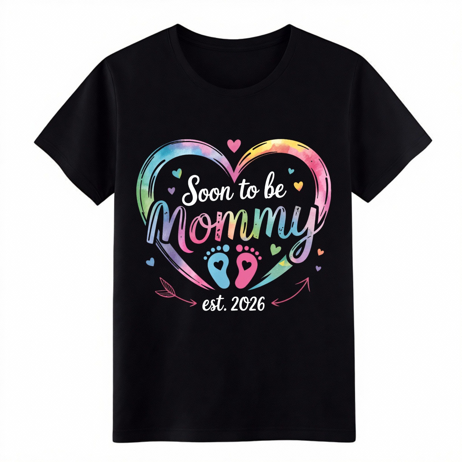 Soon to be Mommy 2026 Watercolor Heart Pregnancy Announcement T-Shirt gallery