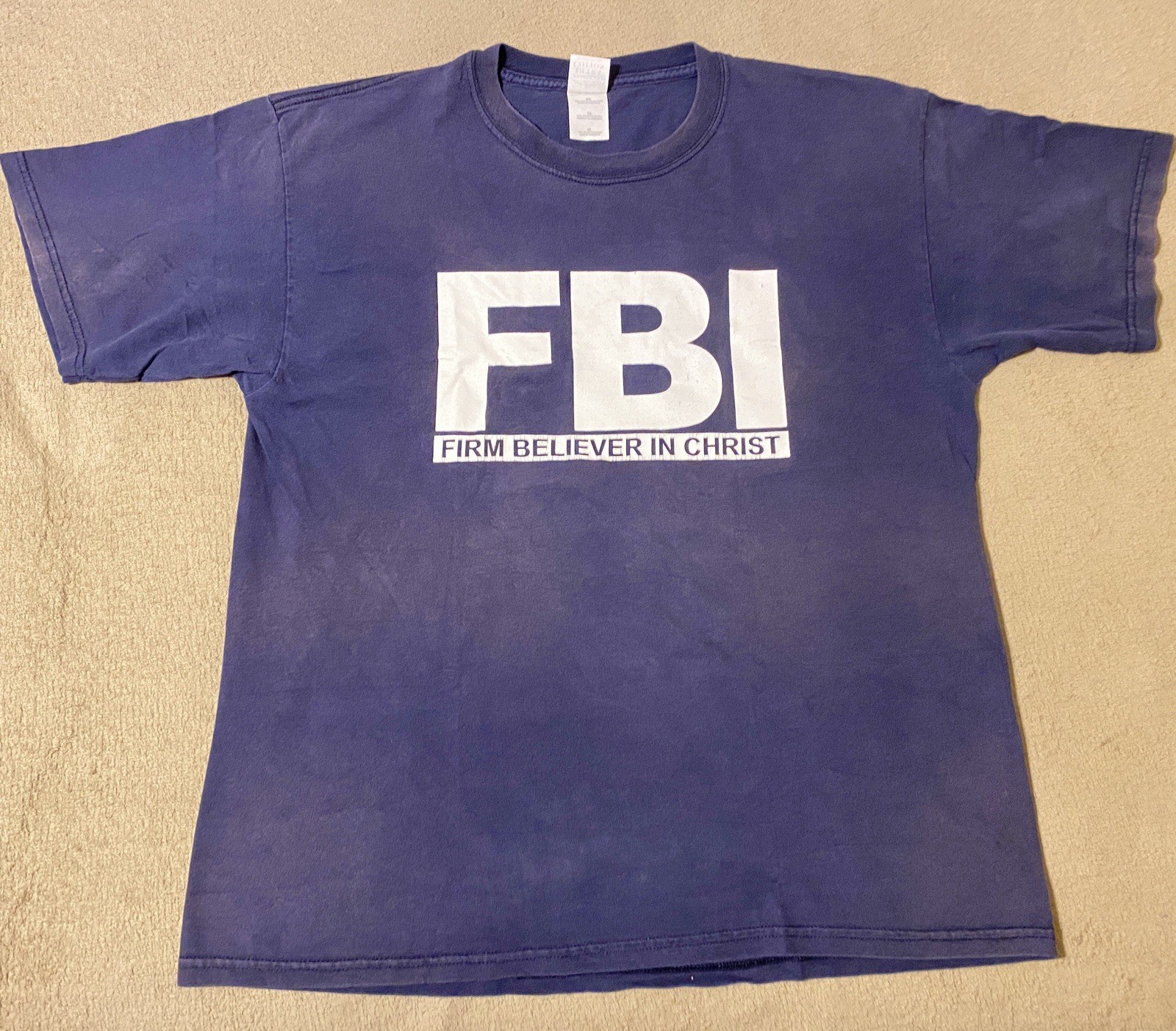 Vintage FBI Firm Believer In Christ Faded Black Tshirt Y2k Christian Faded gallery