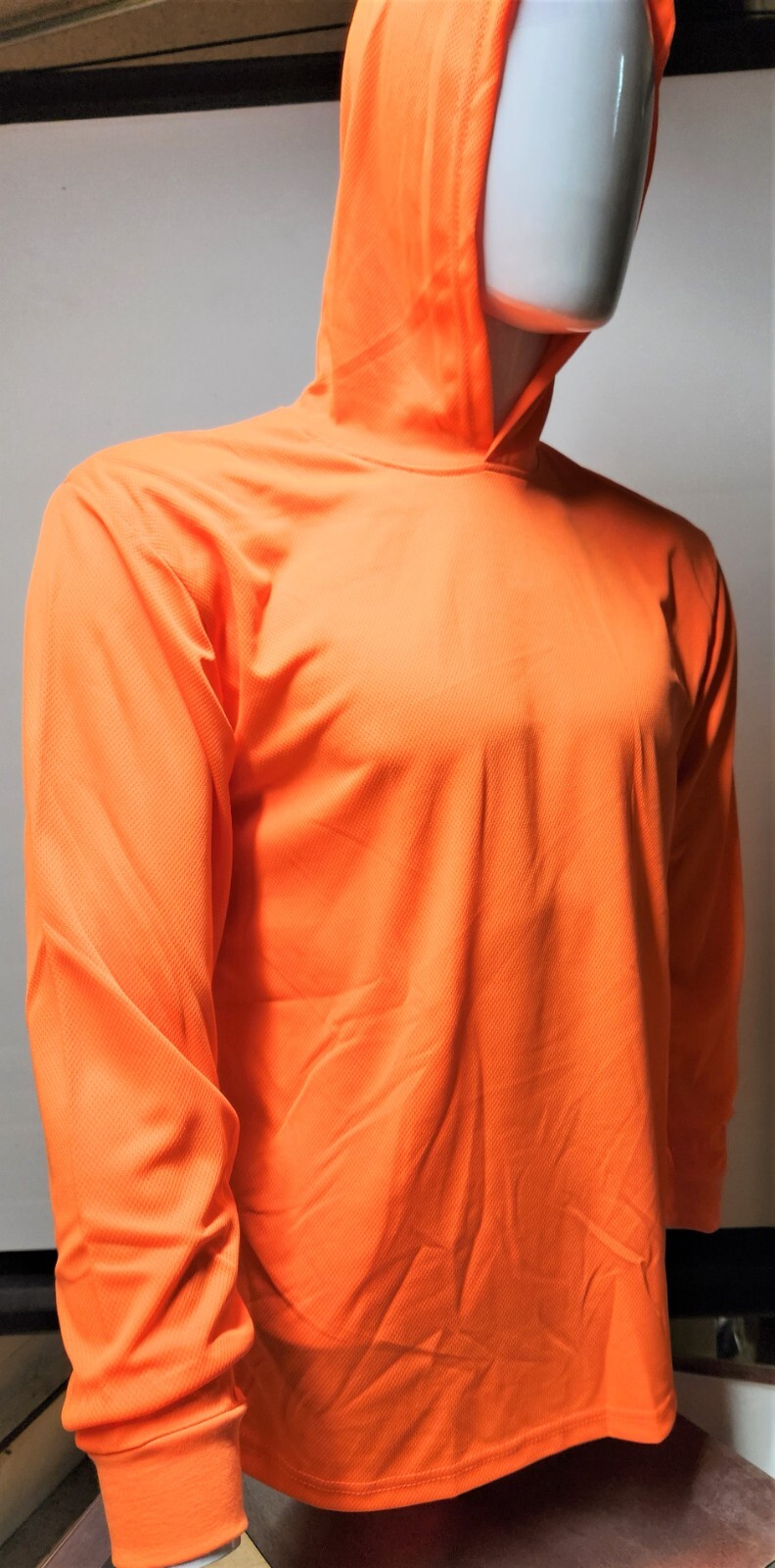 Orange Long Sleeve Safety Shirt With Hoodie, Quick Dry Polyester Birdeye mesh gallery