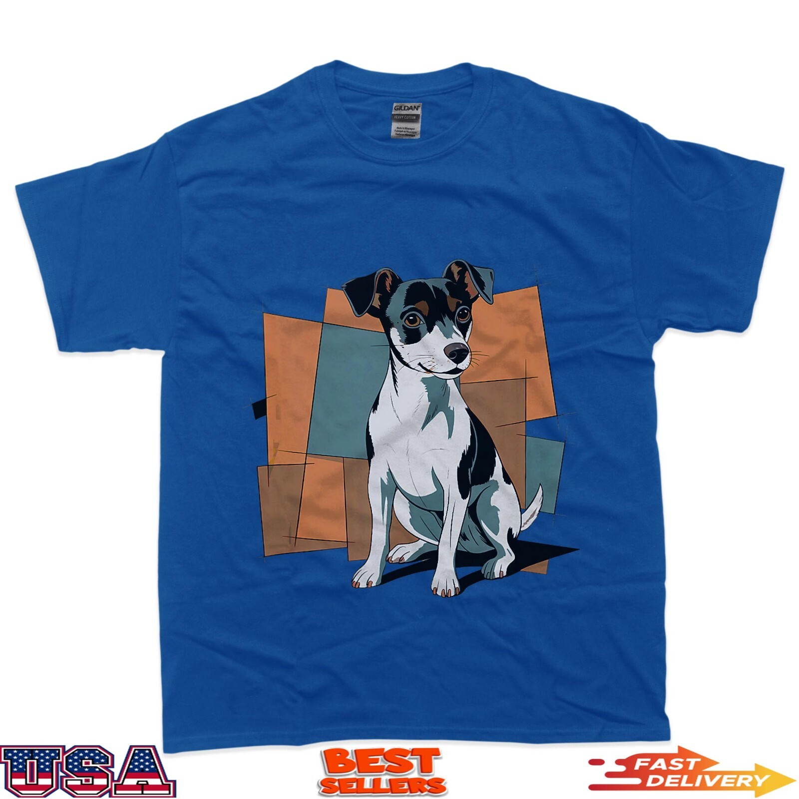 Funny Rat Terrier Puppy Dog Abstract Art Cartoon T-Shirt gallery