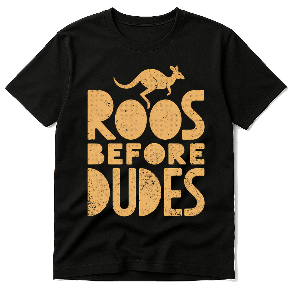 Kangaroo Pocket T-Shirt - "Roos Before Dudes" Graphic Tee gallery