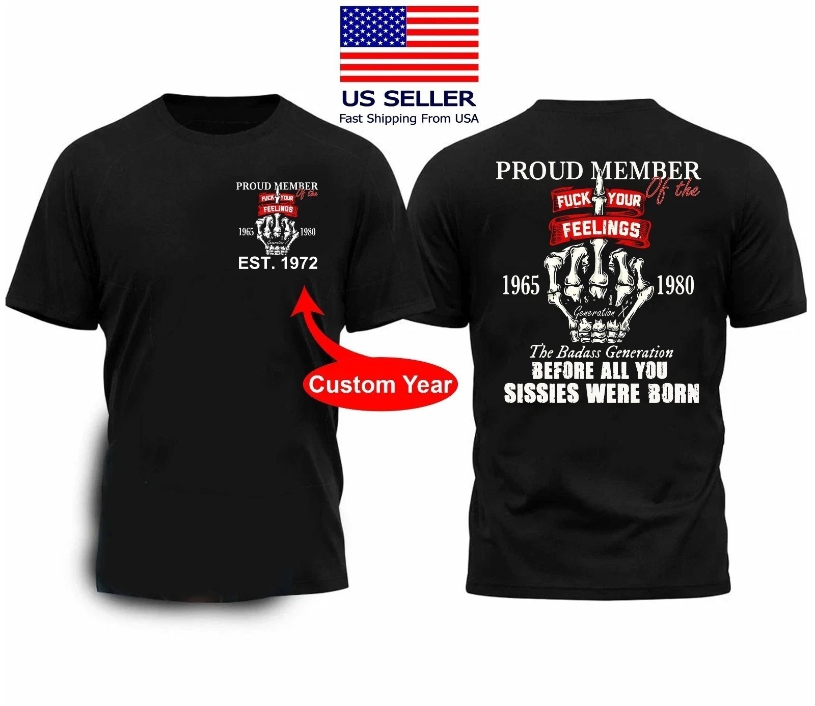 Custom Year Generation X Badass Gen X FAFOT T-Shirt, Generation X Tee FAST SHIP gallery