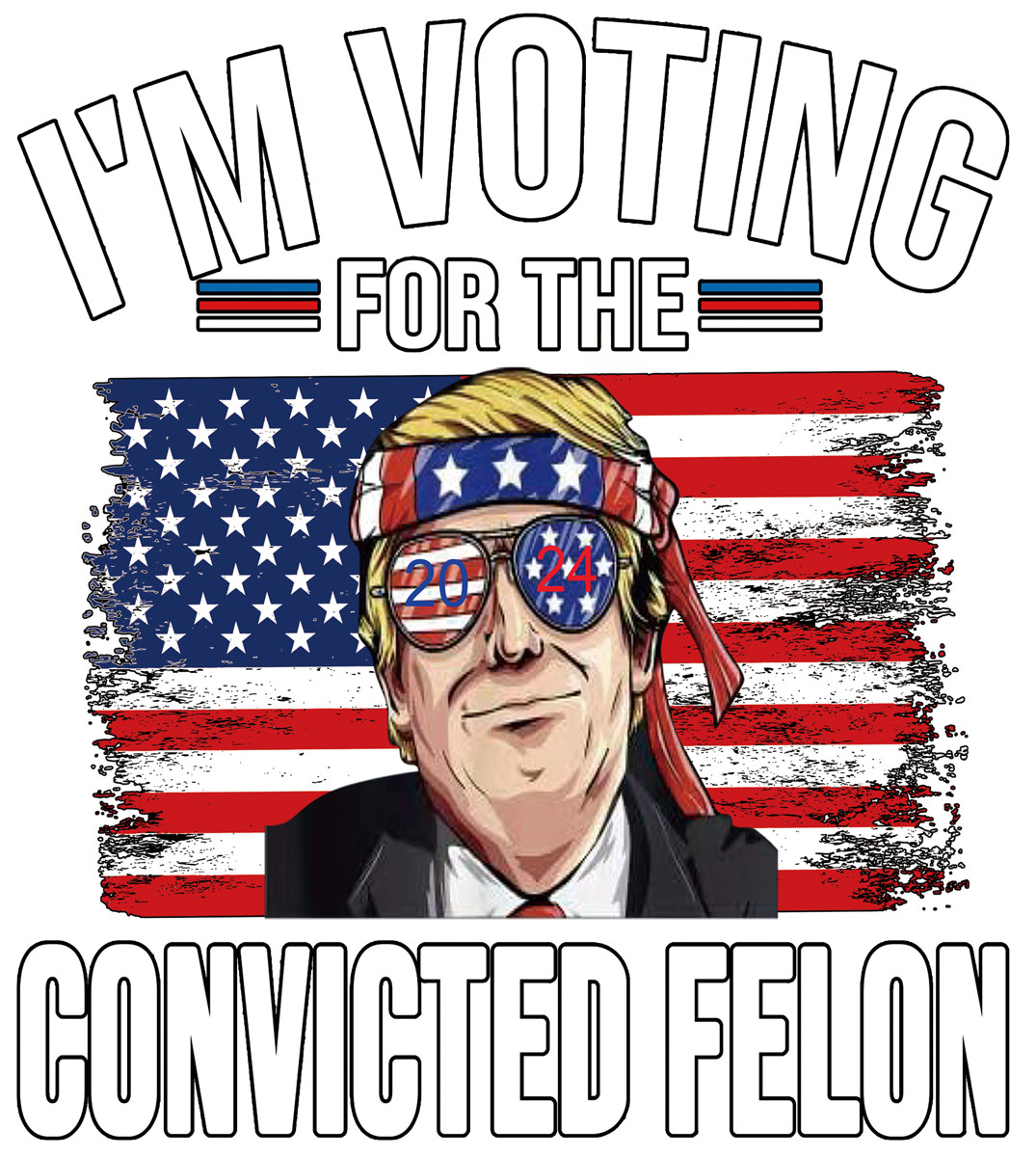 I’M VOTING CONVICTED FELON HEAT TRANSFER SELF IRON ON PERSONALIZE T SHIRT LOT