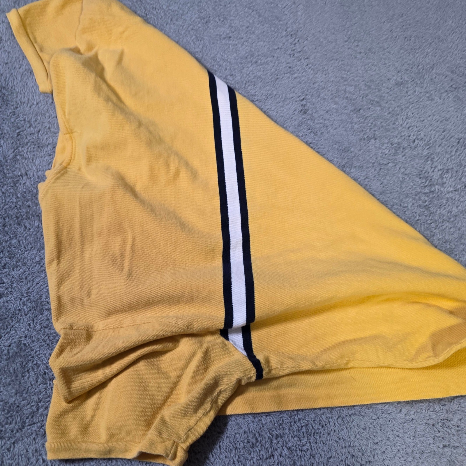 Polo Ralph Lauren Mens XL T-Shirt Yellow V-Neck Striped Pique Pony Logo 2868 gallery
