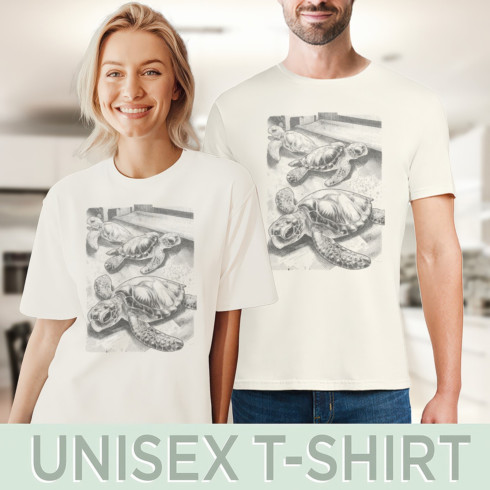 Vintage Sea Turtle Graphic Tee Natural Retro Ocean Wildlife Art gallery