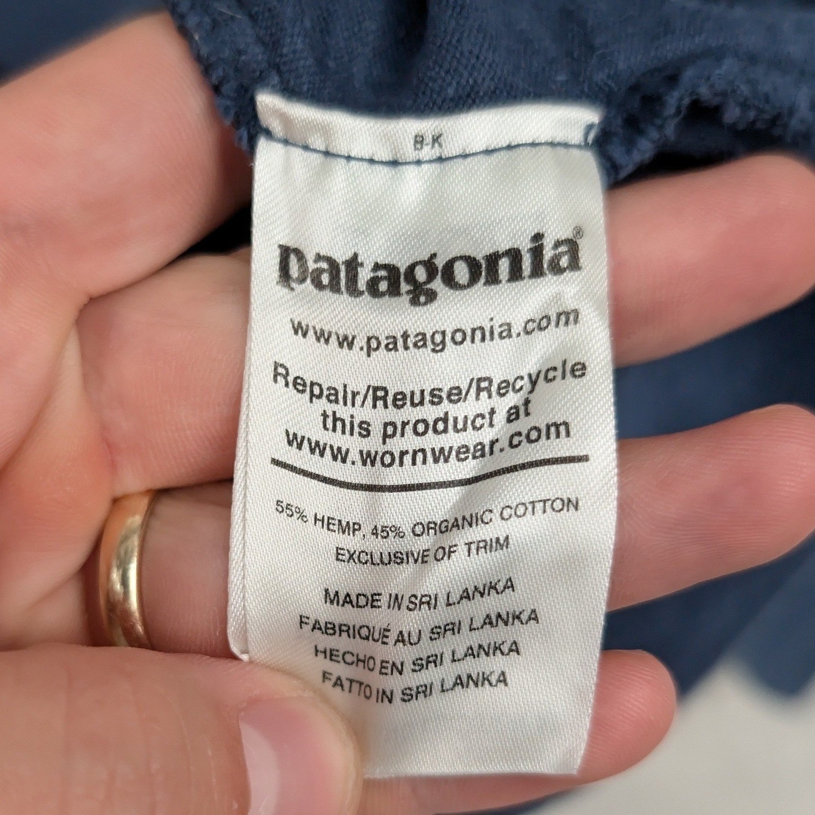 Patagonia T-Shirt Men's 3XL Navy Blue Hemp Organic Cotton Long Sleeve Pocket gallery