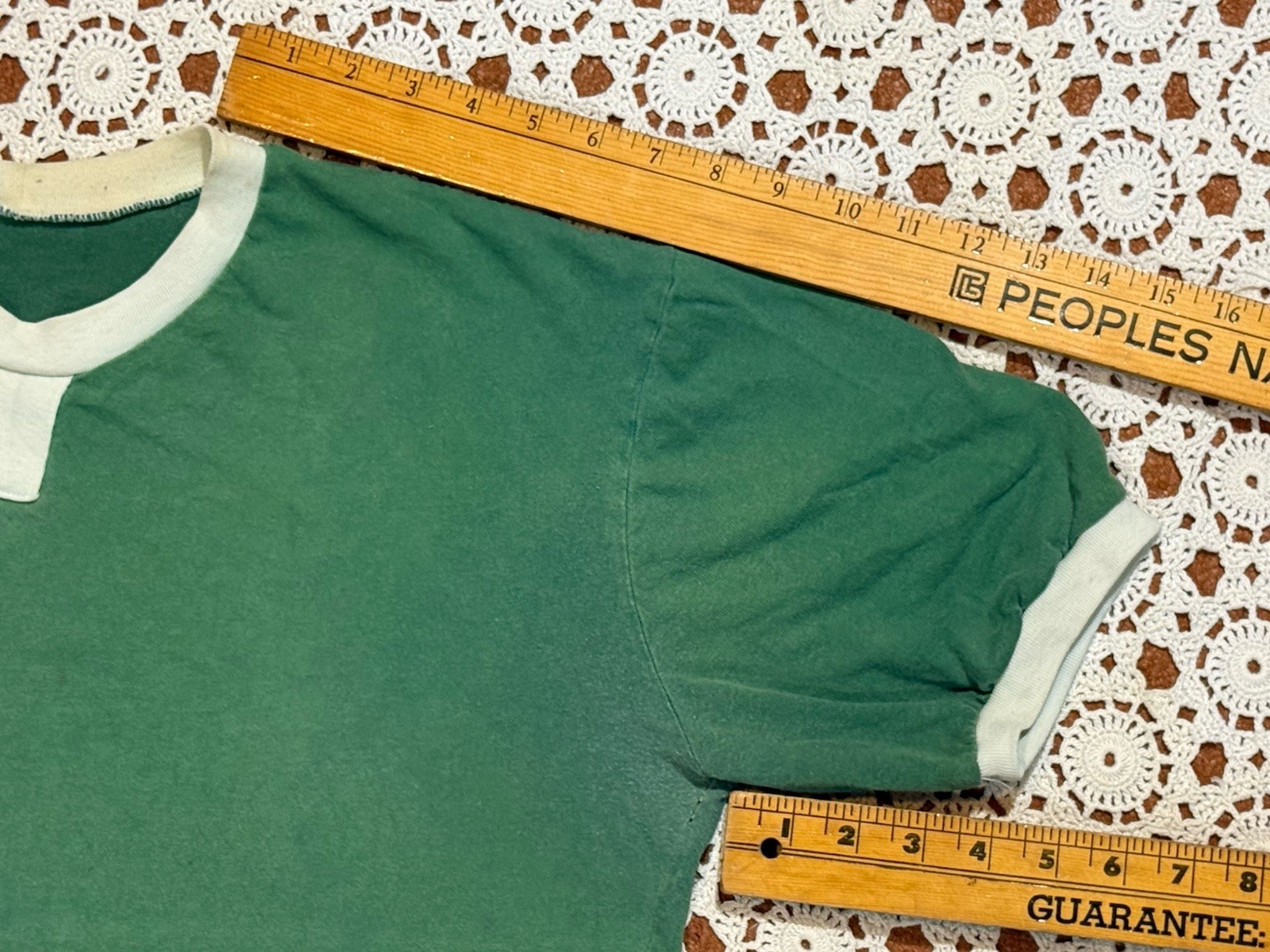 Sew Sporty Green Athletic USA Retro Shirt Worn Ringer T gallery