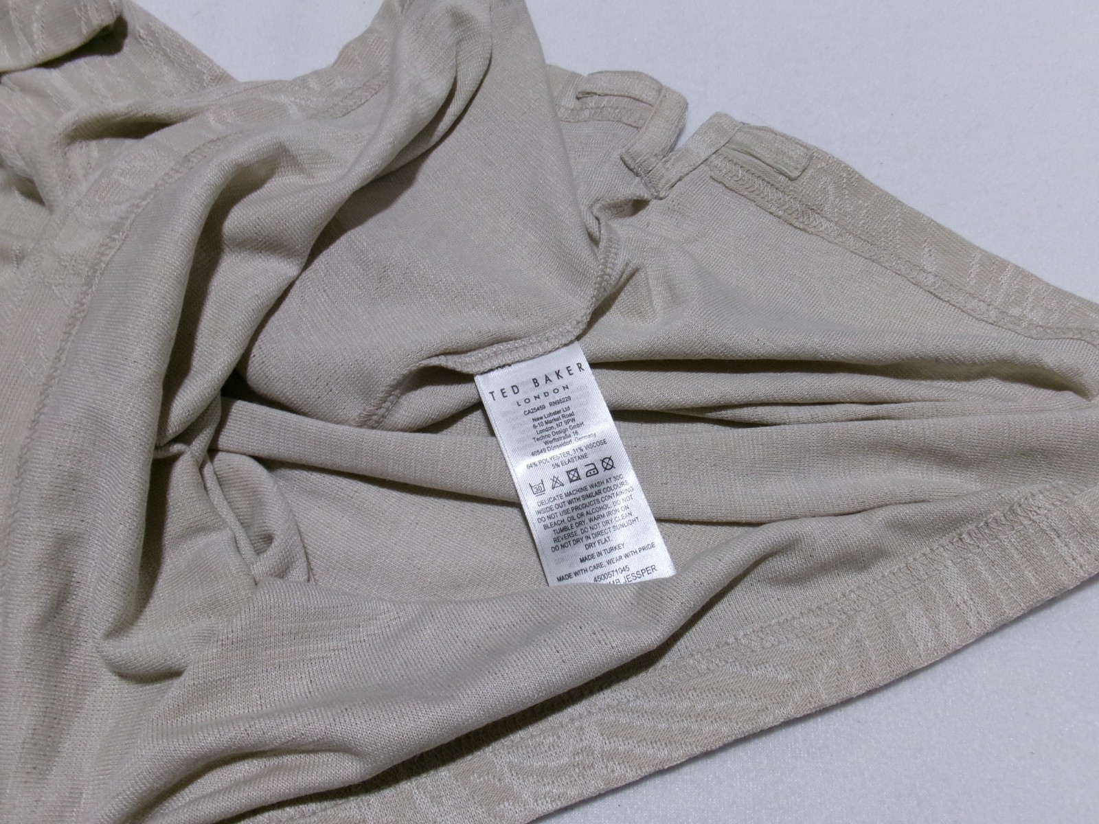 L61 TED BAKER Leaf Print Jacquard Tee Shirt Beige Mens Size XL (Ted 5) gallery