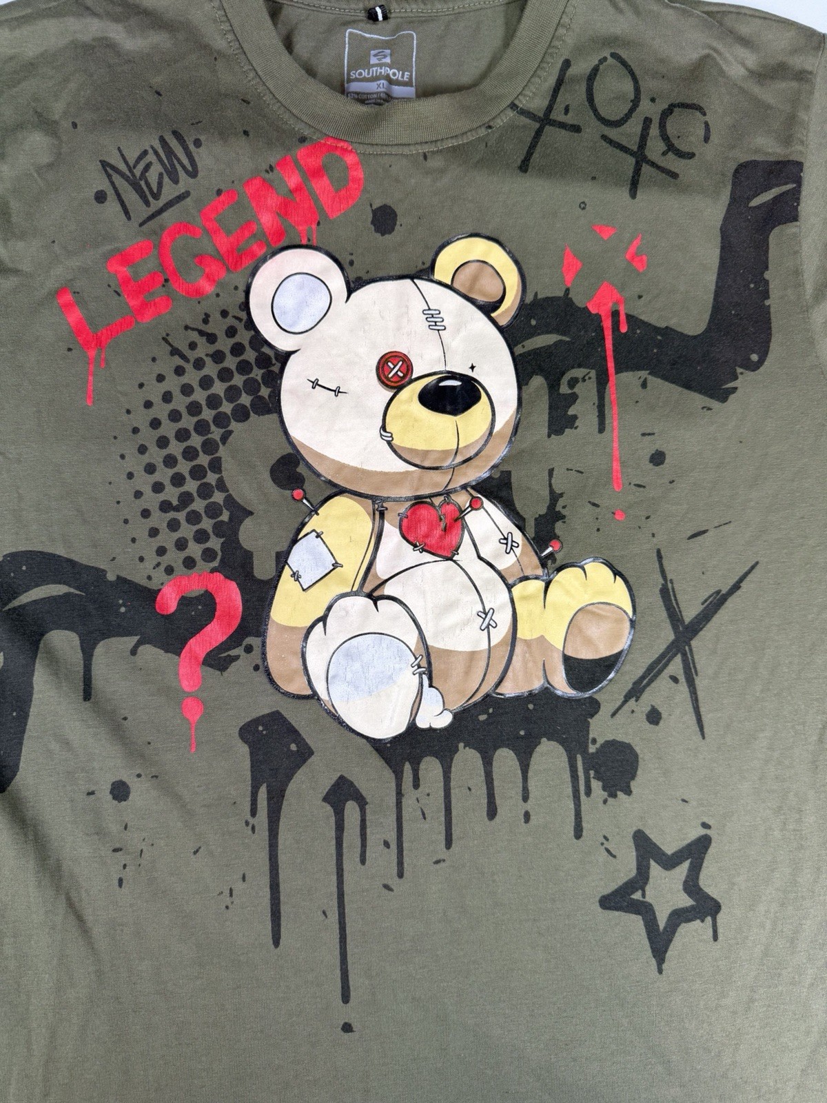 South Pole Men's XL Olive green Graffiti SS Crew Neck Legend Bear gallery