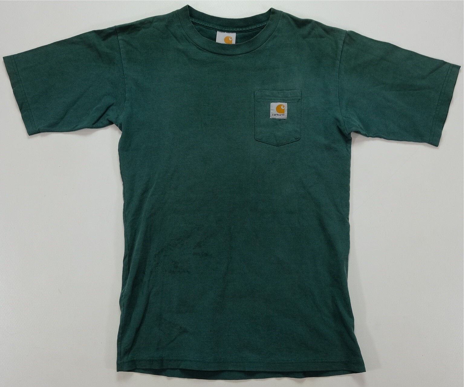 Rare VTG CARHARTT Spell Out Patch Pocket T Shirt 90s 2000s Rodeo Cowboy Green
