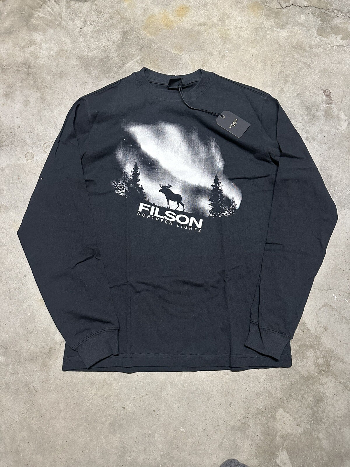 NWT Filson Northern Lights Long Sleeve Moose T Shirt Black Made in USA Outdoors gallery