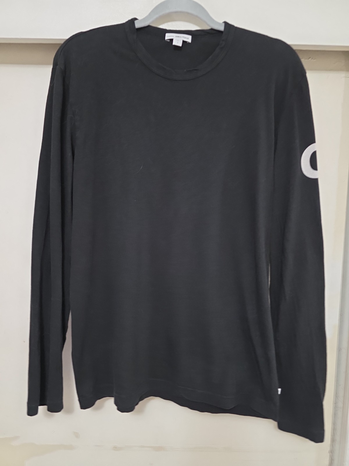 JAMES PERSE Standard Black CA. Republic Logo Long Sleeve Pullover Shirt SZ 1 gallery