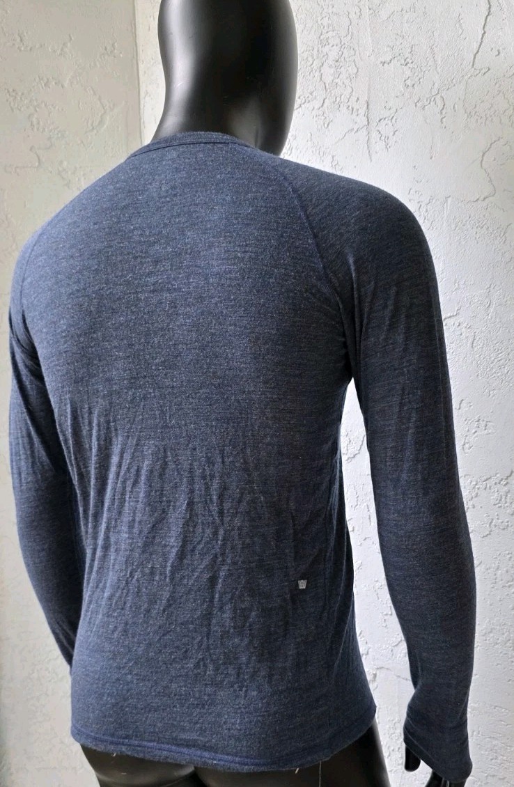 Mack Weldon Heather Blue Raglan Top Merino Wool Cashmere Blend Base Layer Medium gallery