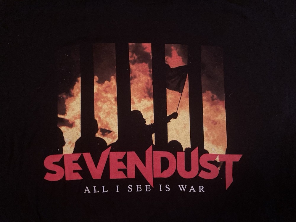 Tultex Sevendust All I See Is War Black XL Graphic Tee Crew Neck Preshrunk