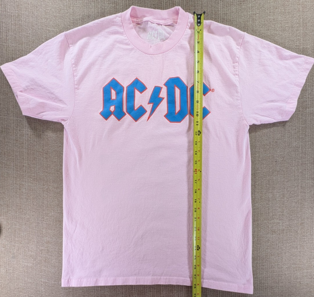 ACDC Mens Rock Band Graphic T-Shirt Medium Pink Short Sleeve gallery