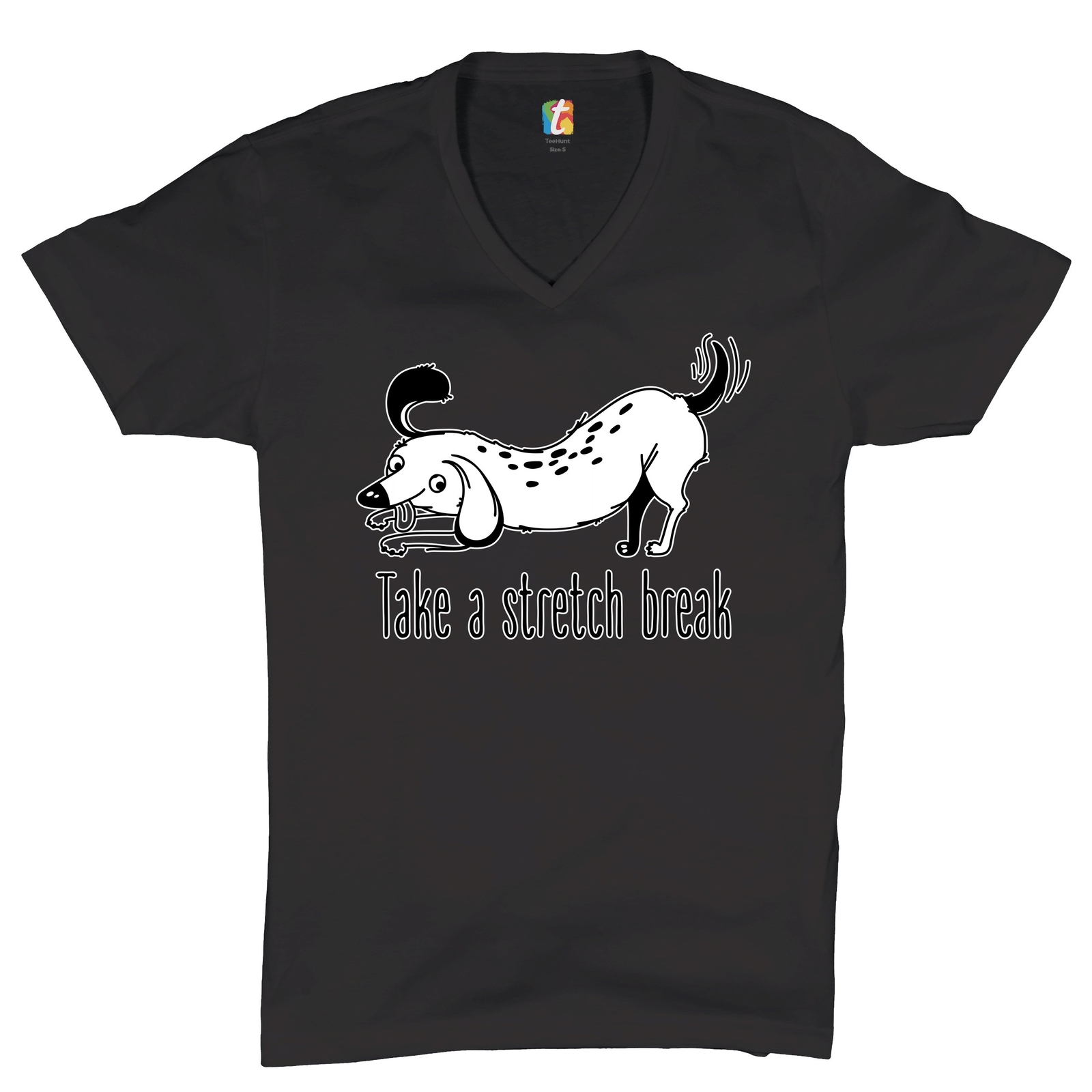 Take a Stretch Break V-Neck T-shirt Funny Dachshund Dog Lover Pet Owner Tee gallery