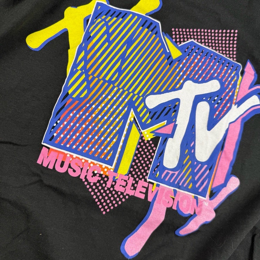 MTV T Shirt Mens M Black Music Television Logo Graphic Retro 80s Style Tee gallery