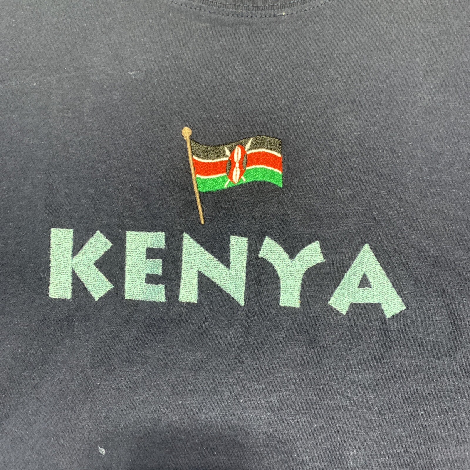 Kenya T Shirt Mens Large Blue AirBorne Embroidered Flag Spell Out gallery