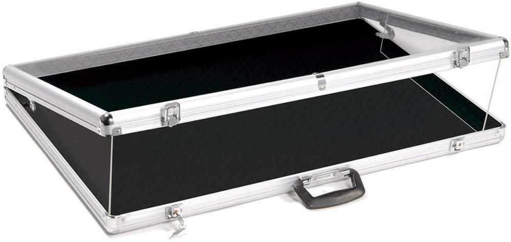 Aluminum Acrylic Clear Top Display Locking Travel Case Trading Coin/Card/Jewelry