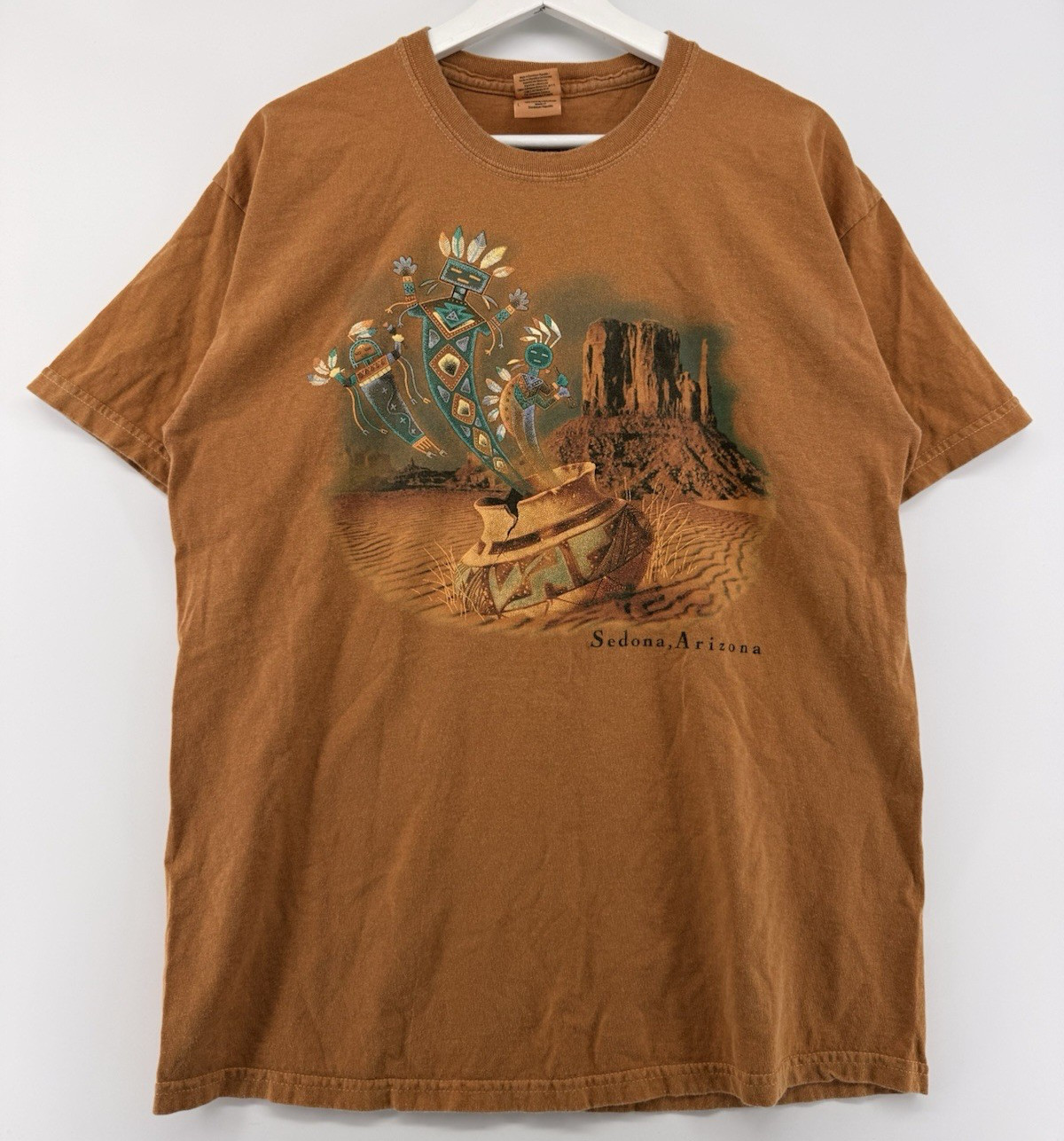 Vintage Sedona Arizona Mens Graphic T Shirt Southwest Desert Brown Large