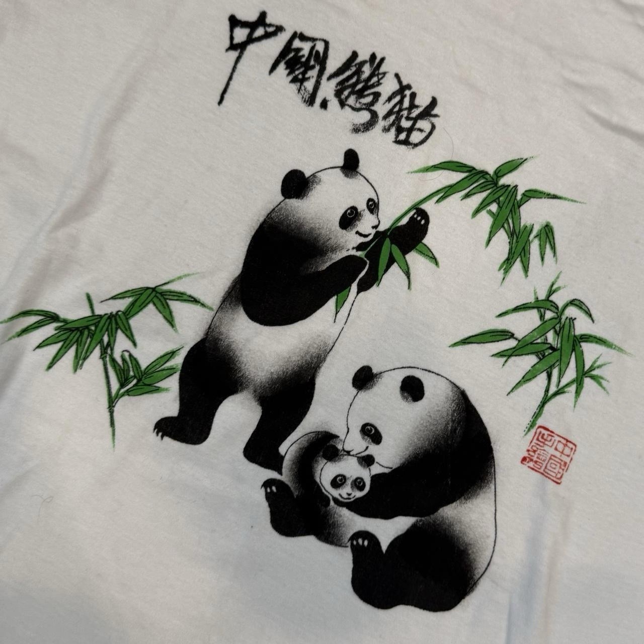 Vintage Golden Wheel Panda Graphic Ringer Tee Adult Size Large Nature 70s 80s gallery