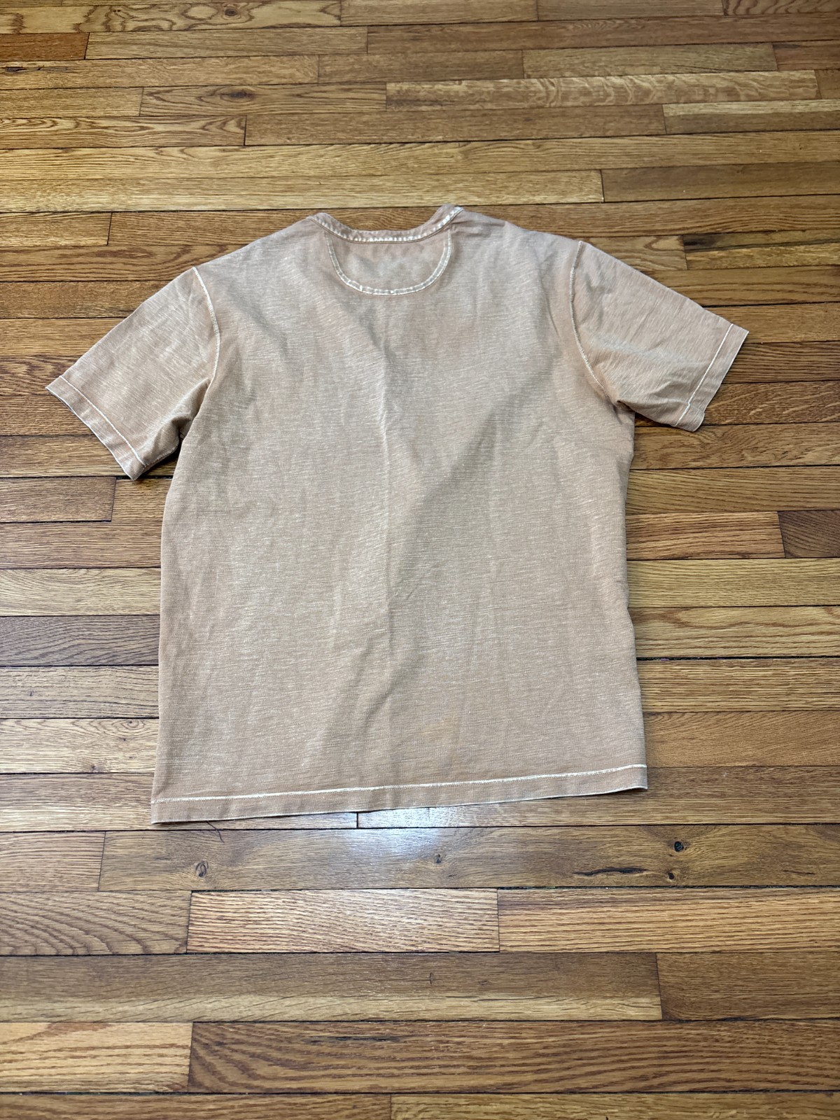 Alesbury Men’s Dyed Washed Grunge Henley Short Sleeves T Shirt Large Orange gallery
