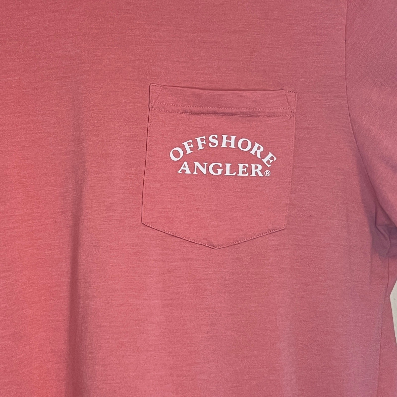 Offshore Angler Graphic T Shirt Size XL Front Pocket Pink Saltwater Fishing gallery