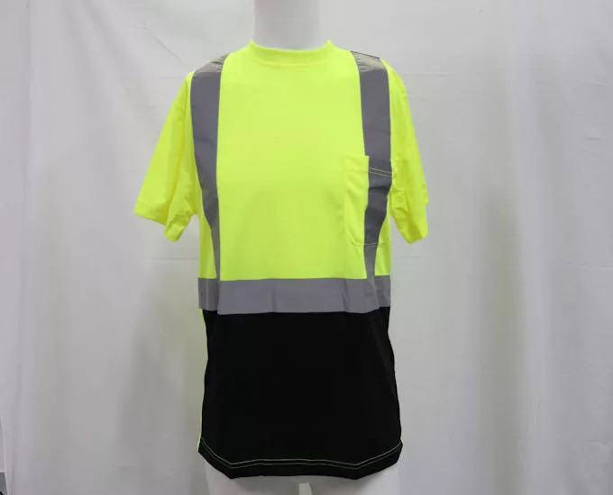 SAS Safety 690-1659 ANSI Class 2 Black Bottom T-Shirt, Yellow, Large – 10 Pack