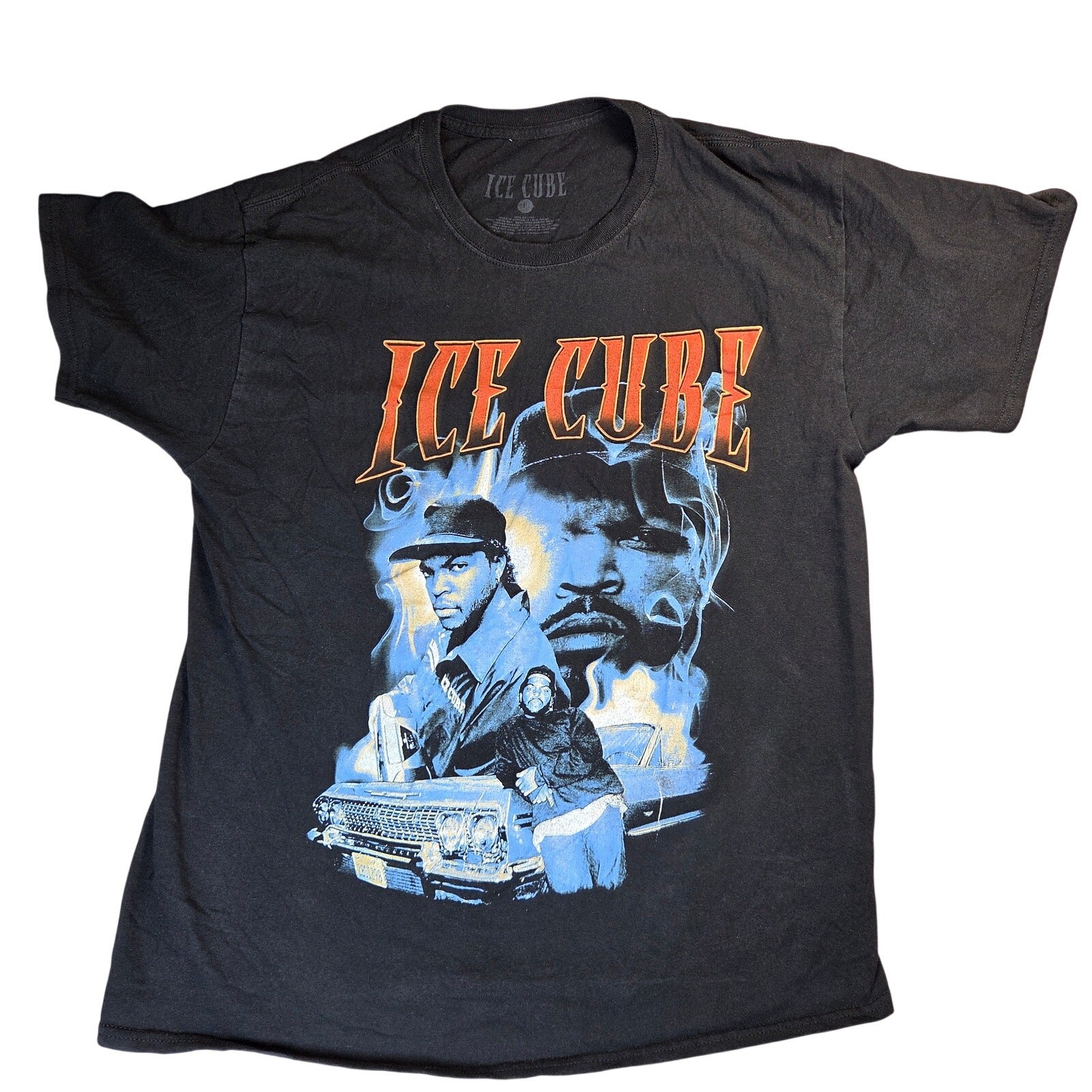 Ice Cube Blue Flames Graphic T Shirt Mens Large Hip Hop Rap Lowrider Cotton gallery
