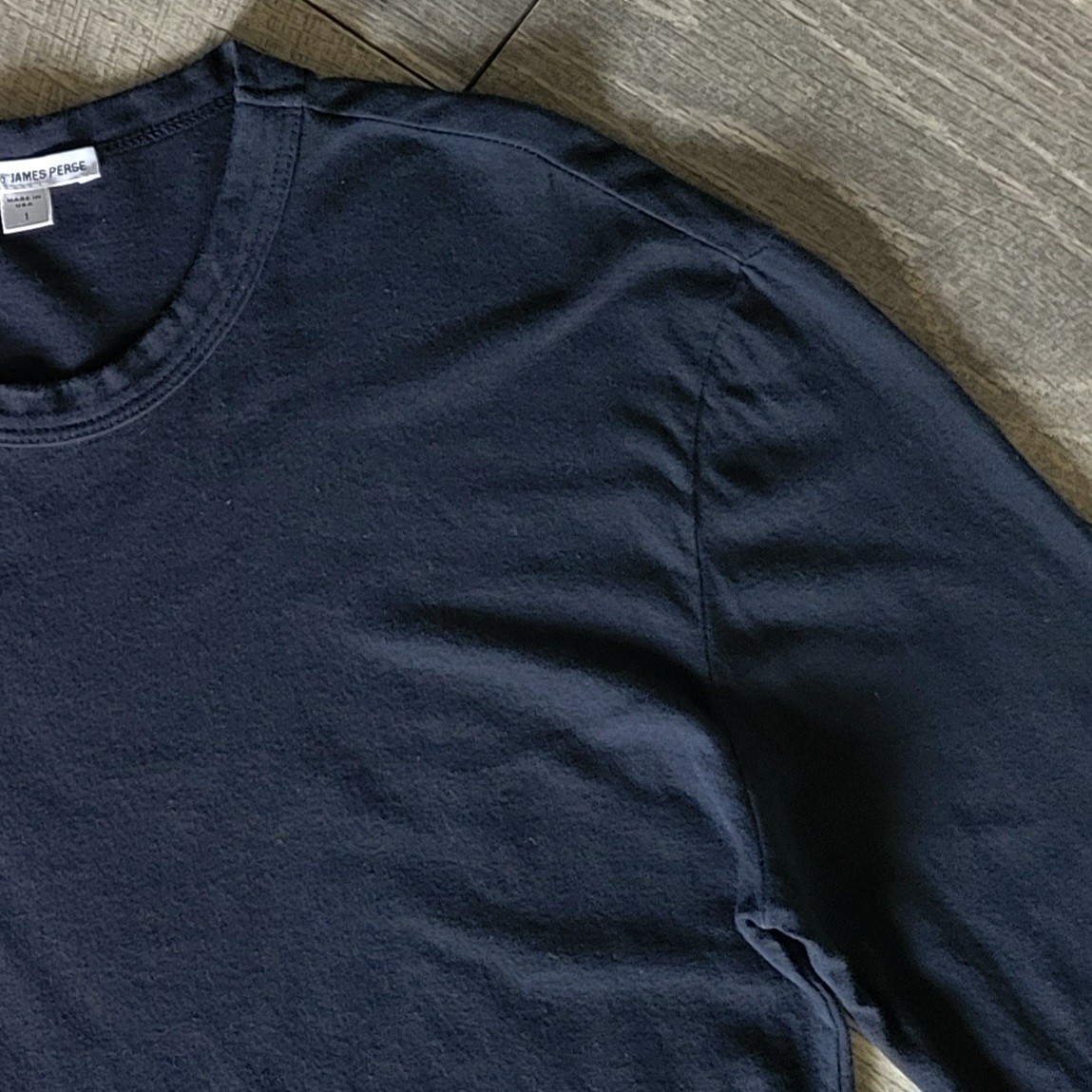 James Perse T Shirt S Black 100% Combed Cotton Midweight Crew Neck Long Sleeve 1 gallery