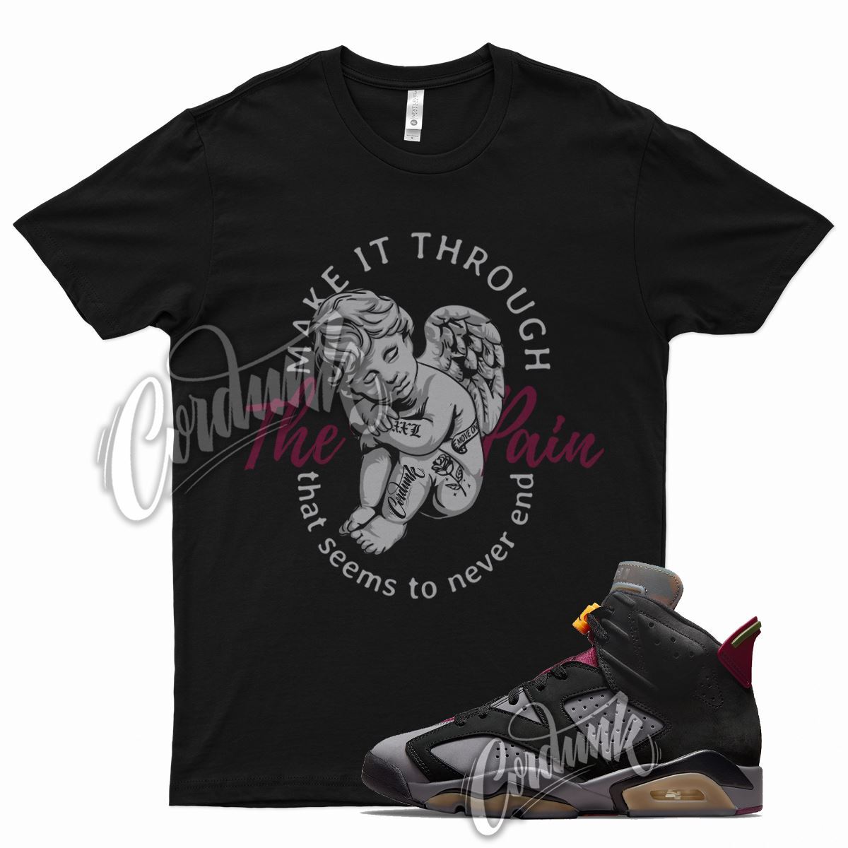 Black TP Shirt for Air J1 6 Bordeaux Graphite Dark Grey Maroon Charcoal gallery