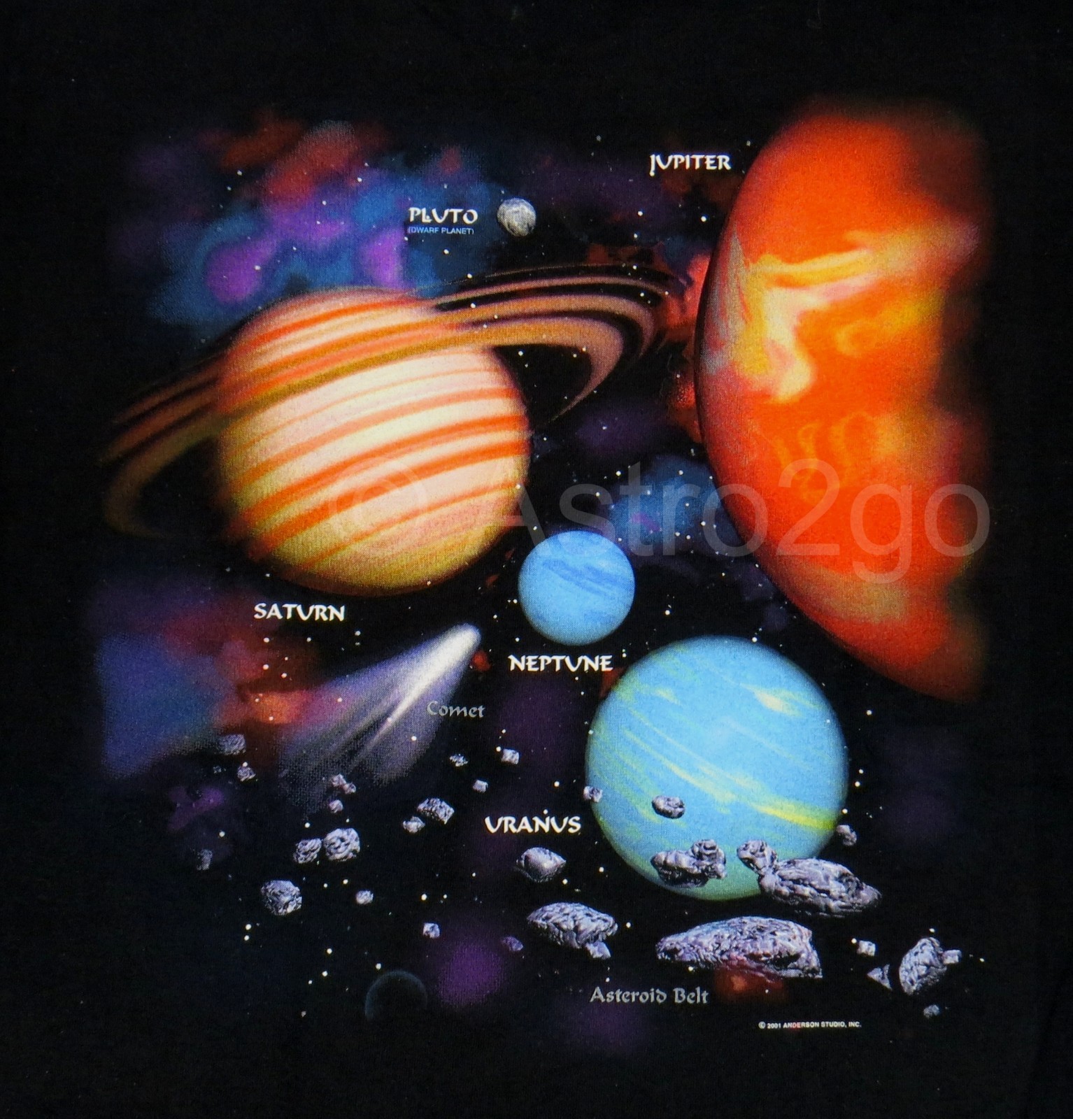 SOLAR SYSTEM PLANETS COMET NEBULA SPACE ASTRONOMY SCIENCE 2 sided T shirt S-3XL gallery