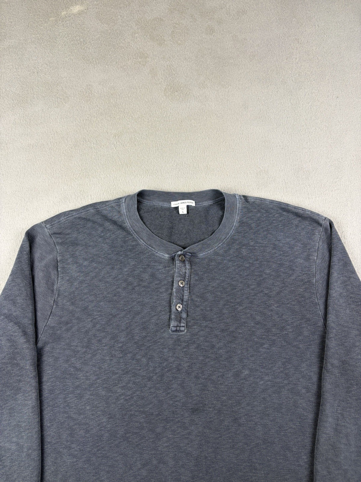James Perse Standard Shirt Men’s Size 5 Blue Henley Button Up Longsleeve Cotton gallery