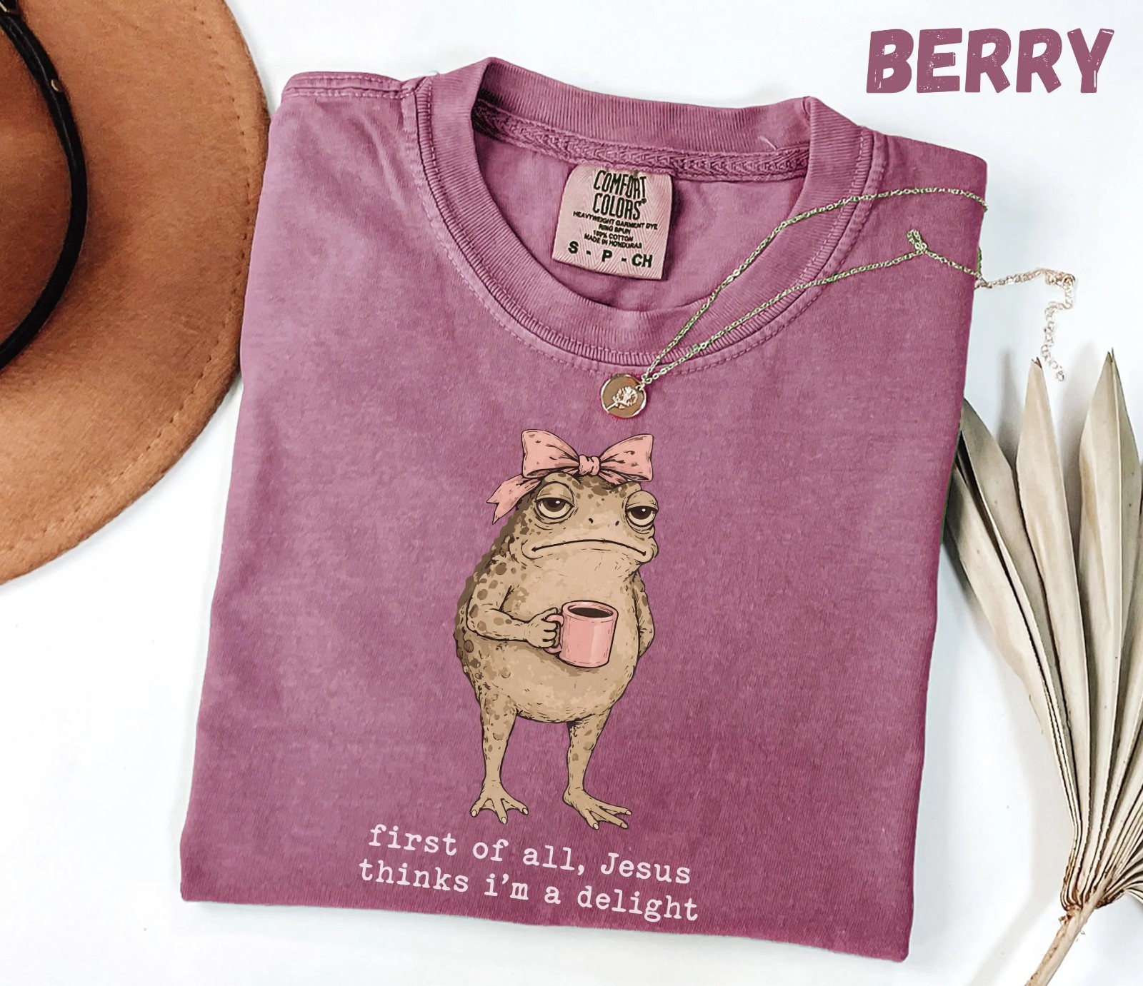 Christian Frog Shirt, Jesus Thinks I'm A Delight, Garment-dyed Tee T-Shirt gallery