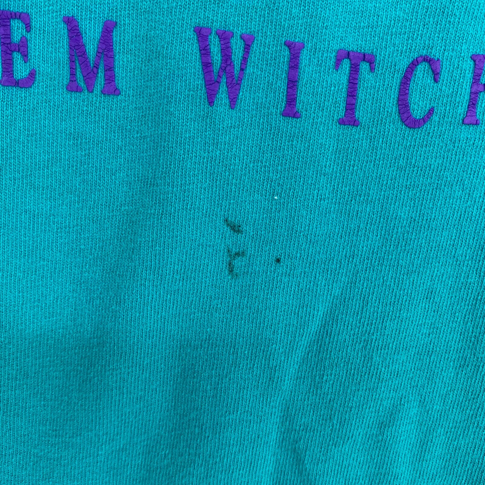 Salem Witch Museum Adult Size XL T-Shirt Teal Blue Stop by for a Spell Vintage gallery