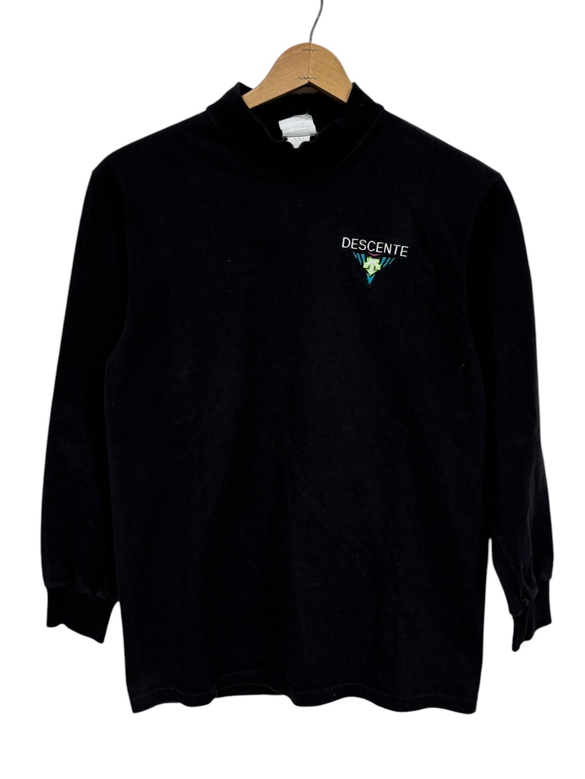 Vintage 90’s Descente Mock Neck Long Sleeve Embroidered Shirt Size XL