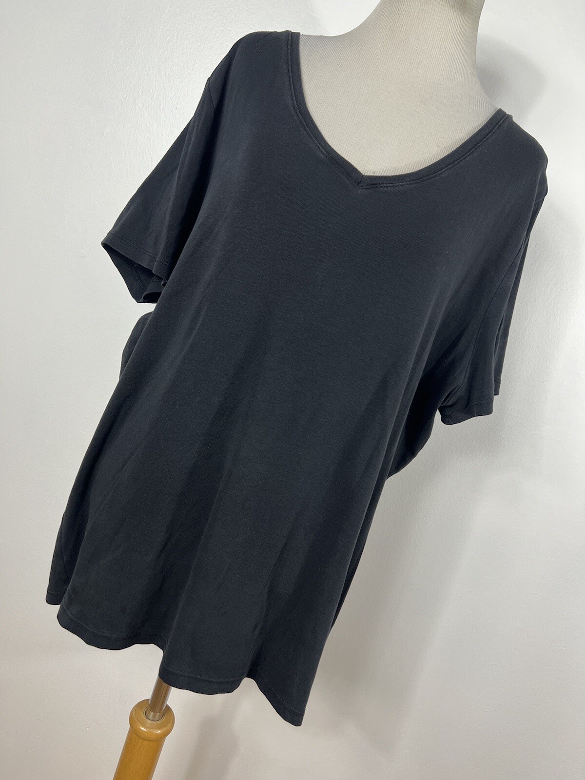 Talbots 2X Shirt Top Black V Neck Short Sleeve 100% Pima Cotton Classic Tee W2