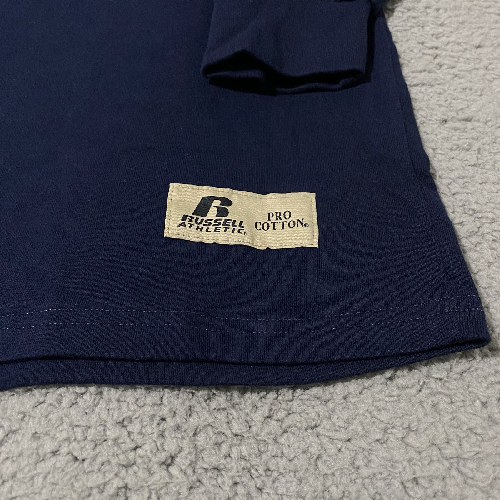 Vintage Russell Athletic Mock Neck Shirt Mens Large Navy Pro Cotton Blank NEW gallery