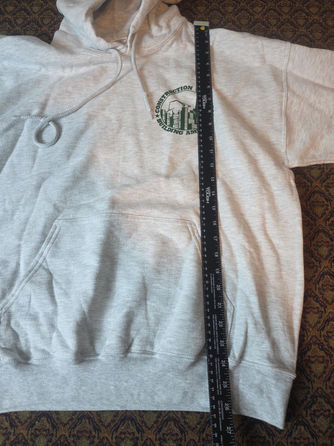 Construction Workers Building America Mens Large Gray Hoodie Front and Back Logo gallery