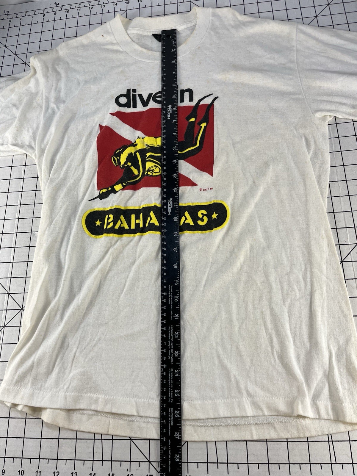 Vtg 1986 Dive In Bahamas T Shirt XL Center Star Scuba Diving Flag Single Stitch gallery