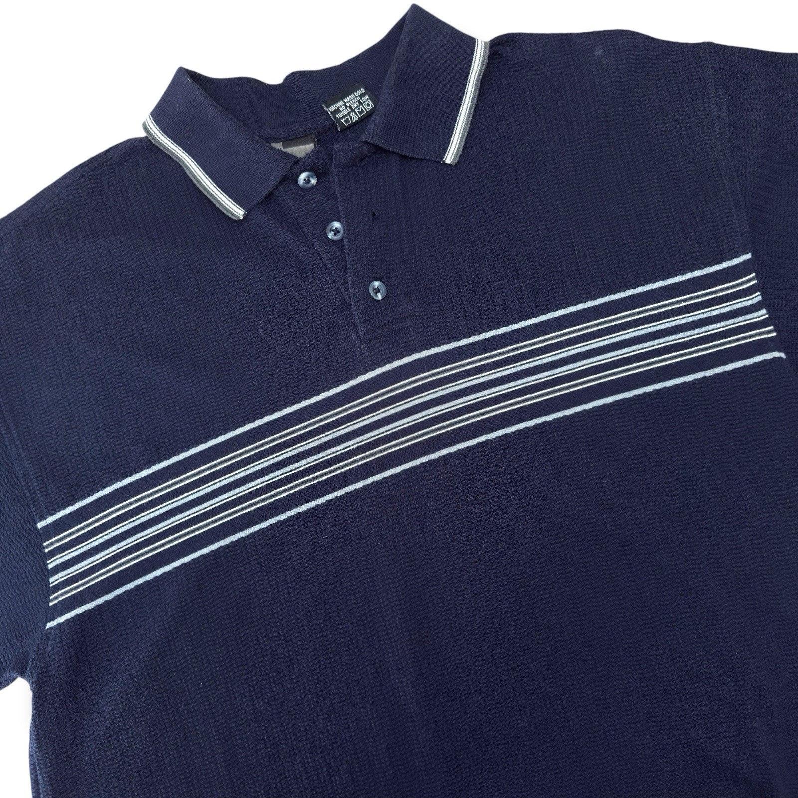 Vintage Y2k No Fear Striped Polo Shirt Men Size L Skater Grunge 90s Pickleball gallery