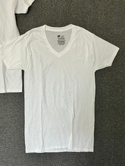 Hanes Mens 2-Pack White Crew + V-Neck Tee T-Shirt Comfort Soft Short Sleeve S