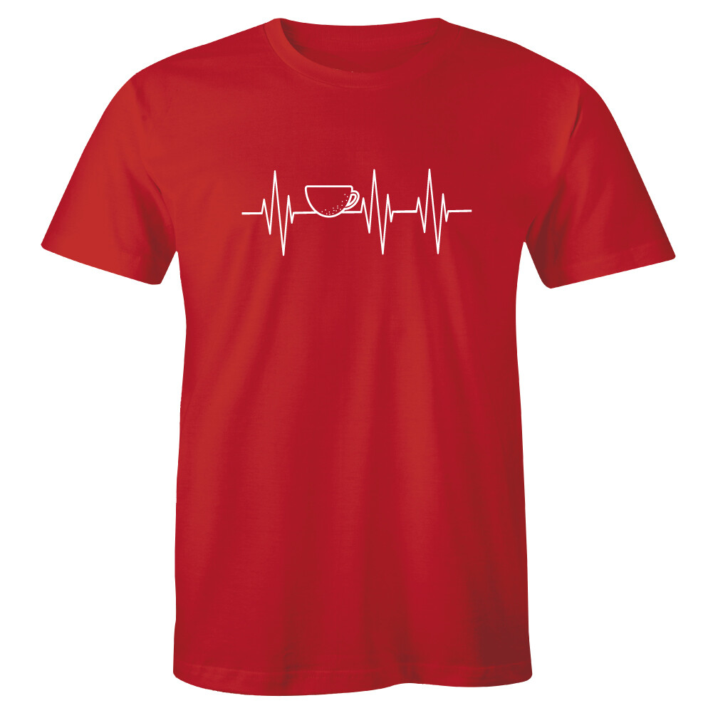 Coffee Cup Heartbeat T-Shirt Energy Waking up Coffee Drinker Mens Tee Shirt