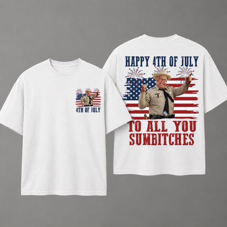 Happy 4th of July to All You Sumbitches T Shirt, Retro Smokey and the Bandit Tan gallery